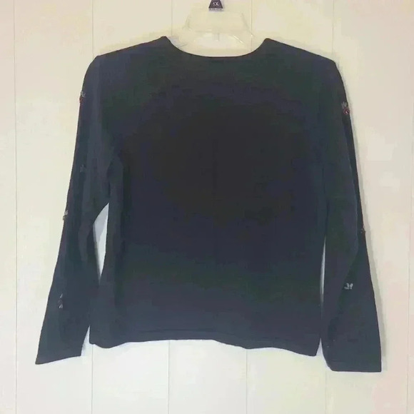 Talbots Black Holly Beaded Sweater embroidered Size M - Picture 4 of 7